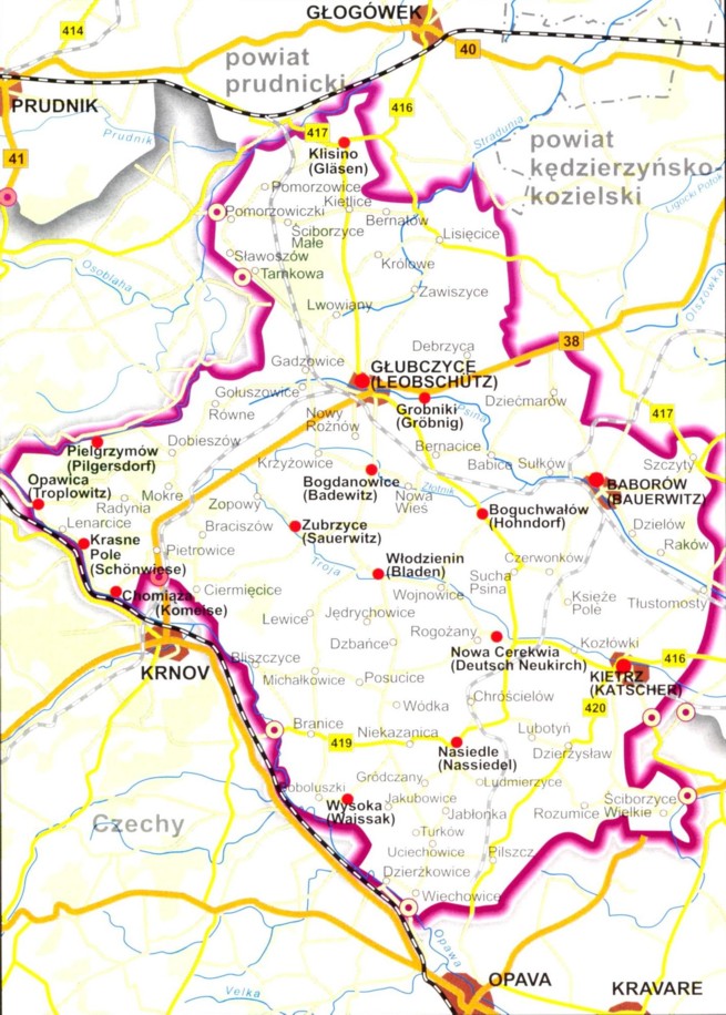 Karte des Kreises Leobschütz / Glubczyce